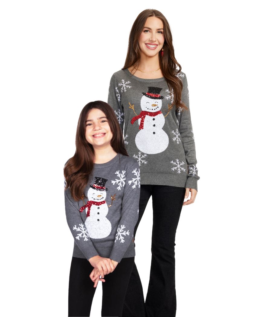 Mommy & Me Sequined Snow Day Ugly Christmas Sweaters Primary Image