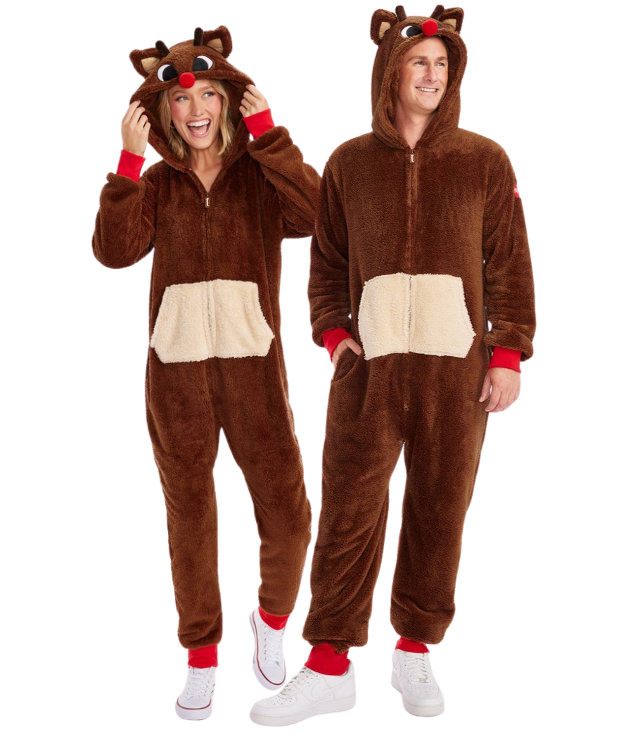 Matching Rudolph Sherpa Couples Jumpsuits Primary Image