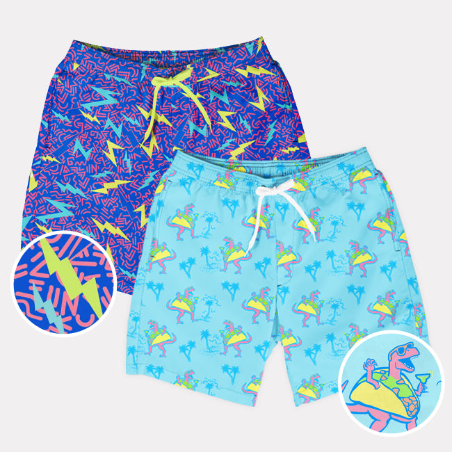 shop swim trunks - tacosaurus stretch swim trunk and grease lightning stretch swim trunk