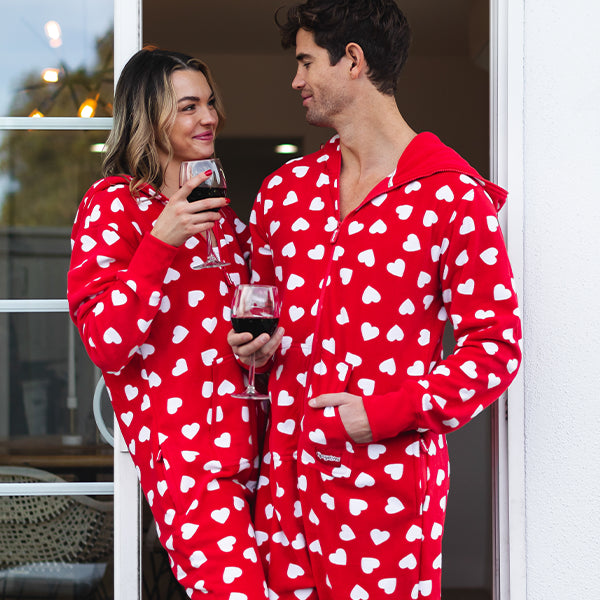 shop Valentine's Day - men's and women's beating hearts jumpsuits