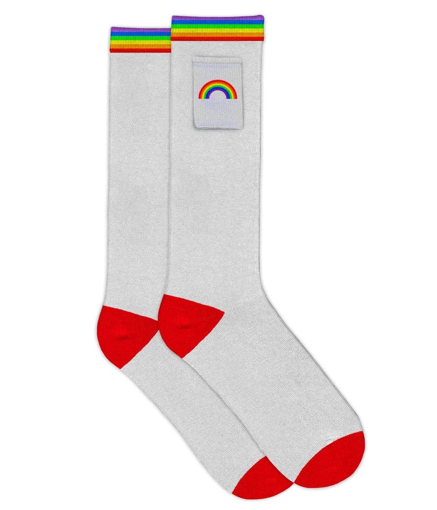 Women's White Rainbow Socks (Fits Sizes 6-11W)