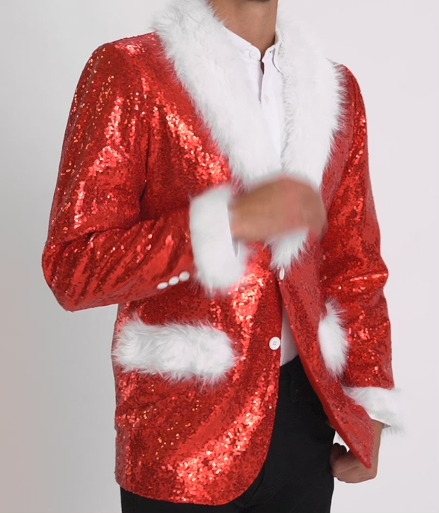 Men's Red Sequin Santa Blazer Image 3