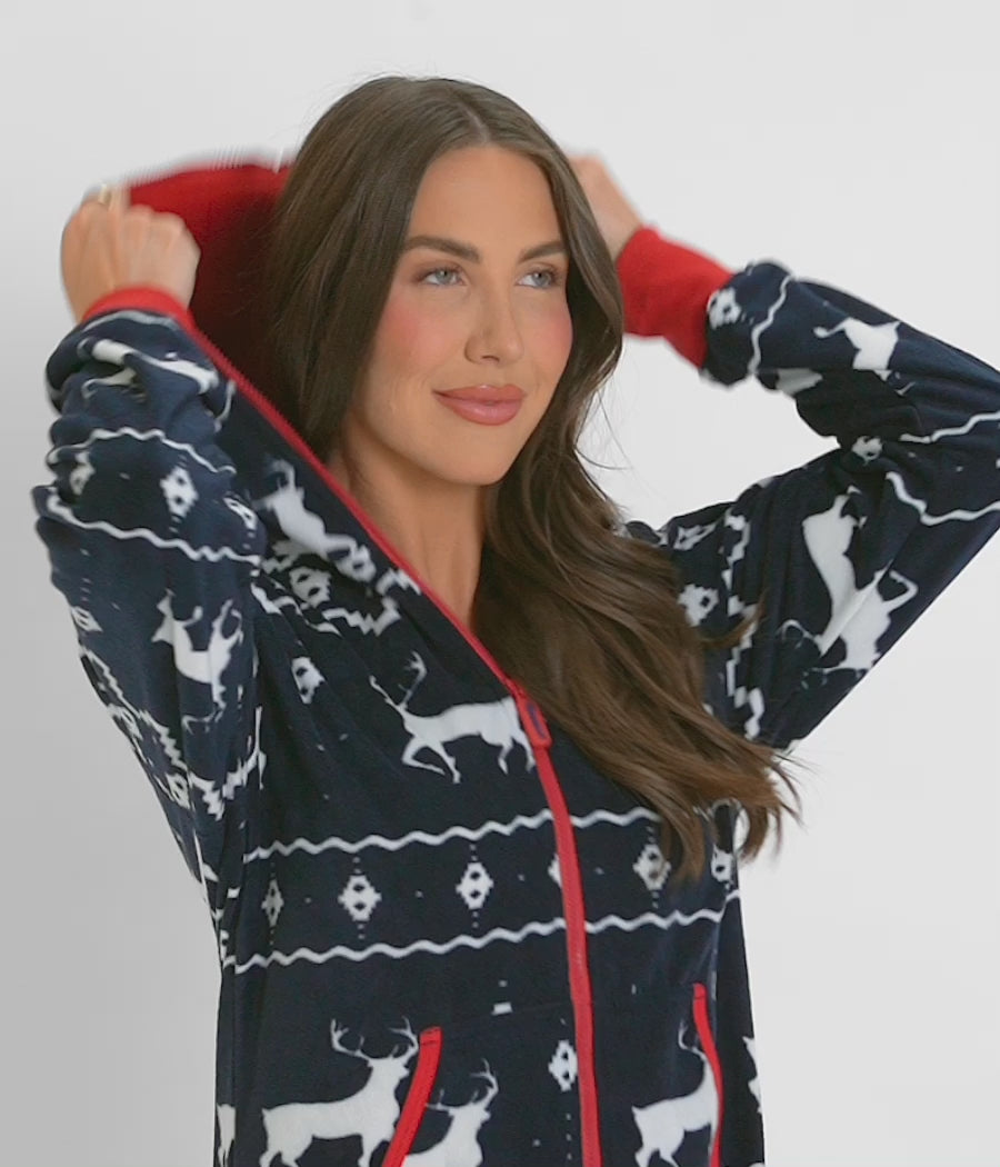 Women's Blue Reindeer Jumpsuit Image 6