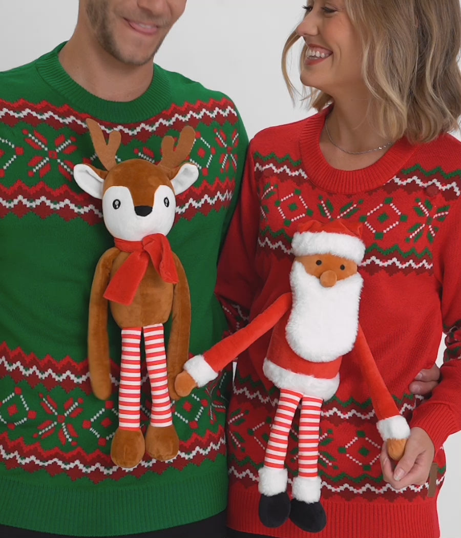 Reindeer & Santa Magnetic Duo Ugly Christmas Sweaters (Unisex) Image 3