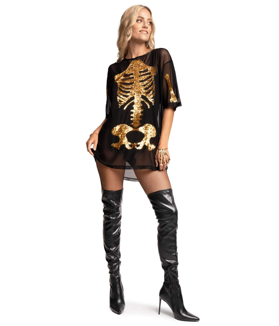 Gold Skeleton Mesh Costume Dress Womens Halloween Outfits Tipsy Elves 8815