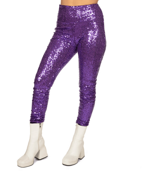 Tipsy Elves Blue Sequin High Waisted Leggings Size X-Small at
