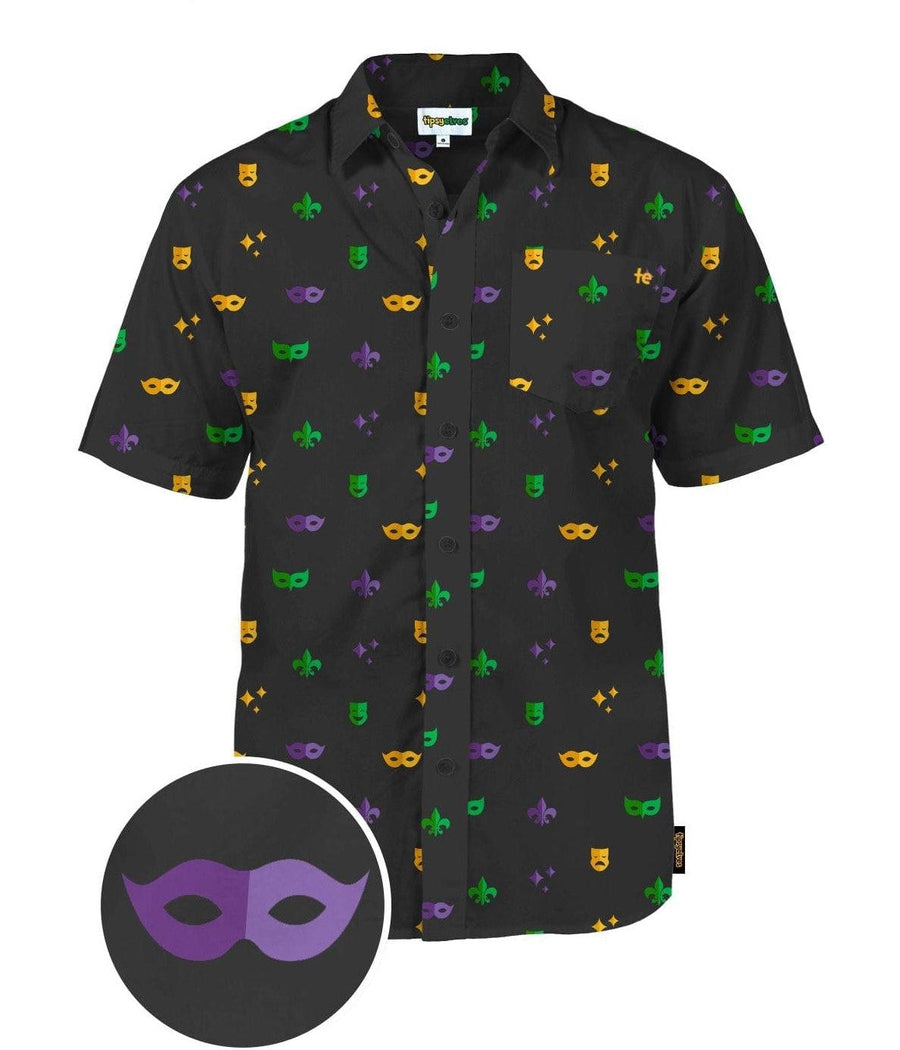 Mardi Gras Masquerade Mode Men's Hawaiian Shirt | Tipsy Elves