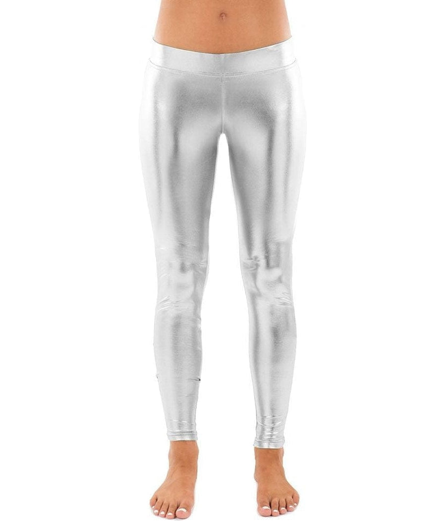 Women's Moisture-wicking metallic leggings  Metallic leggings, Silver  leggings, Pants for women
