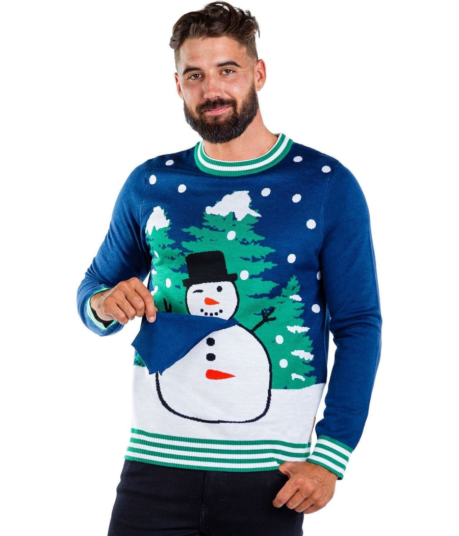 Peekaboo Snowman Ugly Christmas Sweater: Men's Christmas Outfits