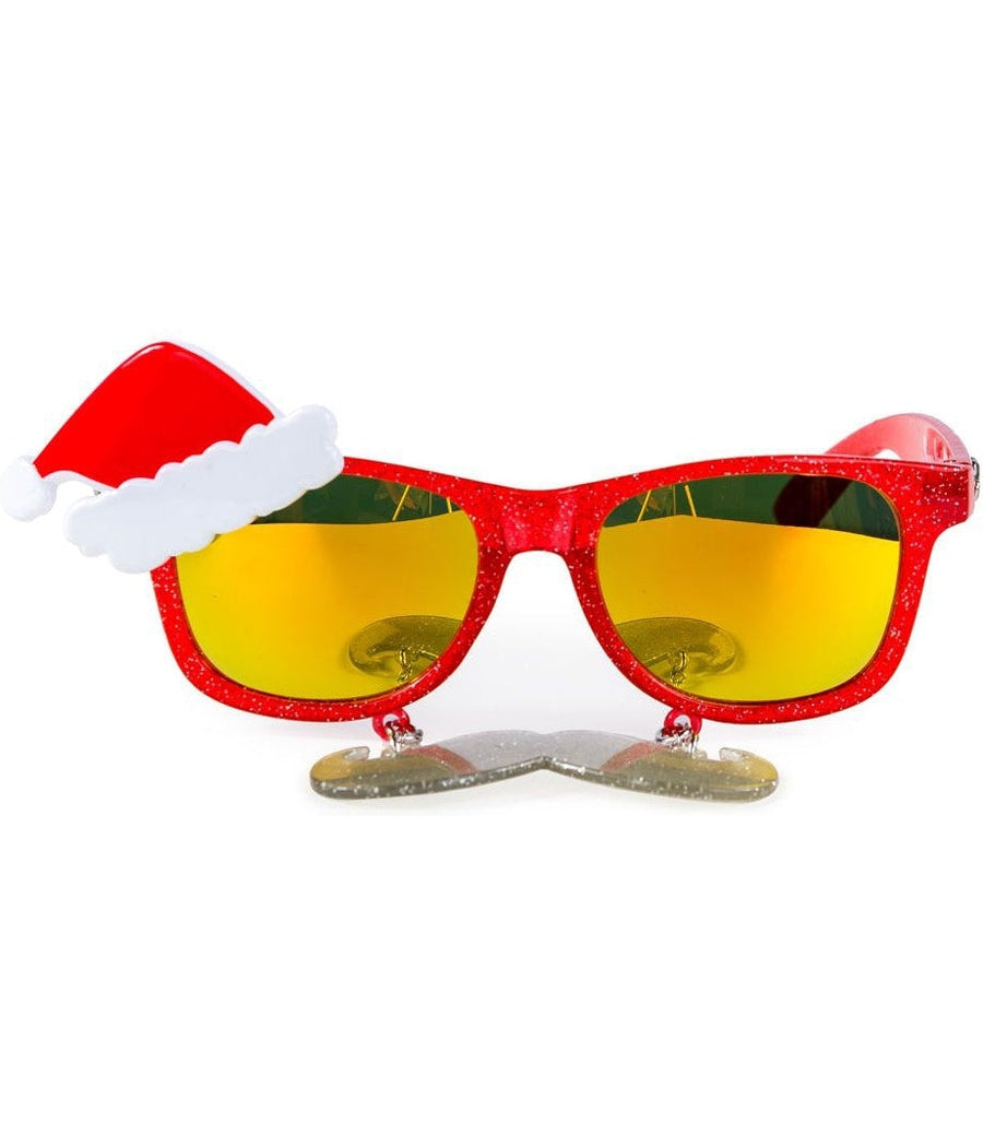 Santa Claus with Moustache Red Lens Sun-Staches | Tipsy Elves