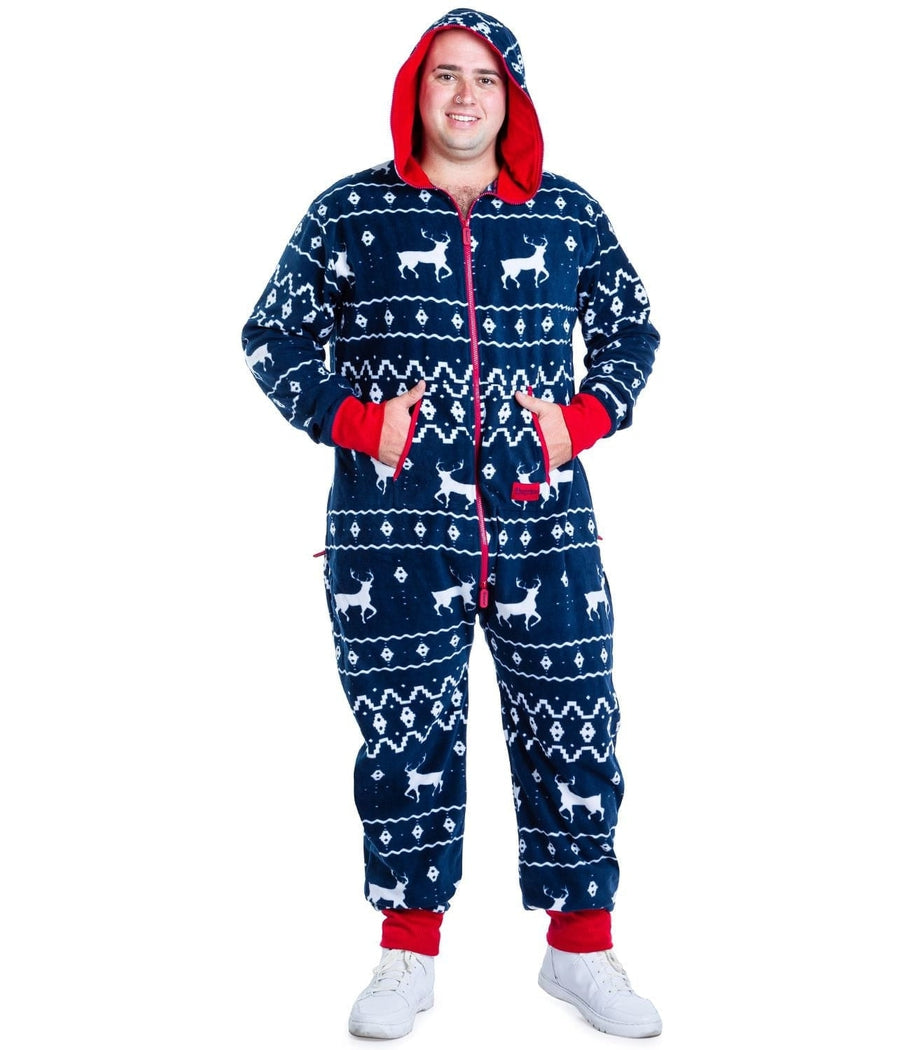 Men s Blue Reindeer Big and Tall Jumpsuit