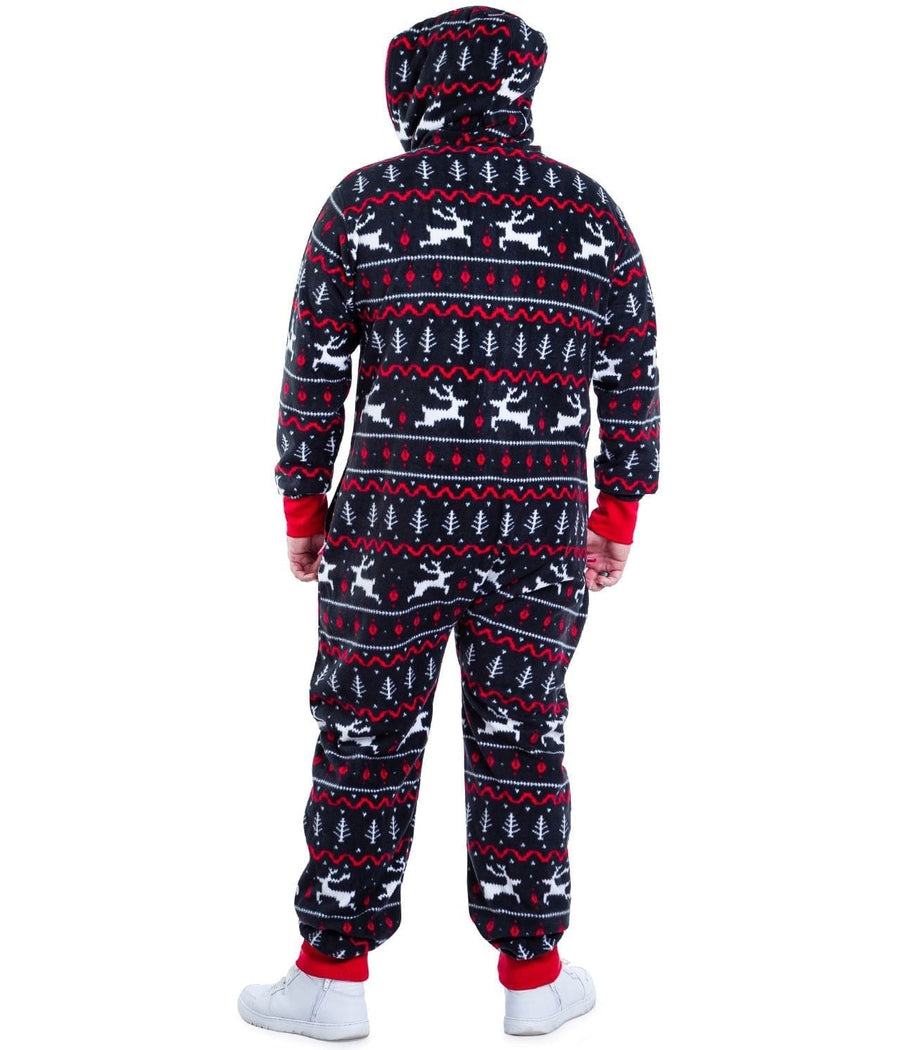 Men s Black and Red Fair Isle Big and Tall Jumpsuit