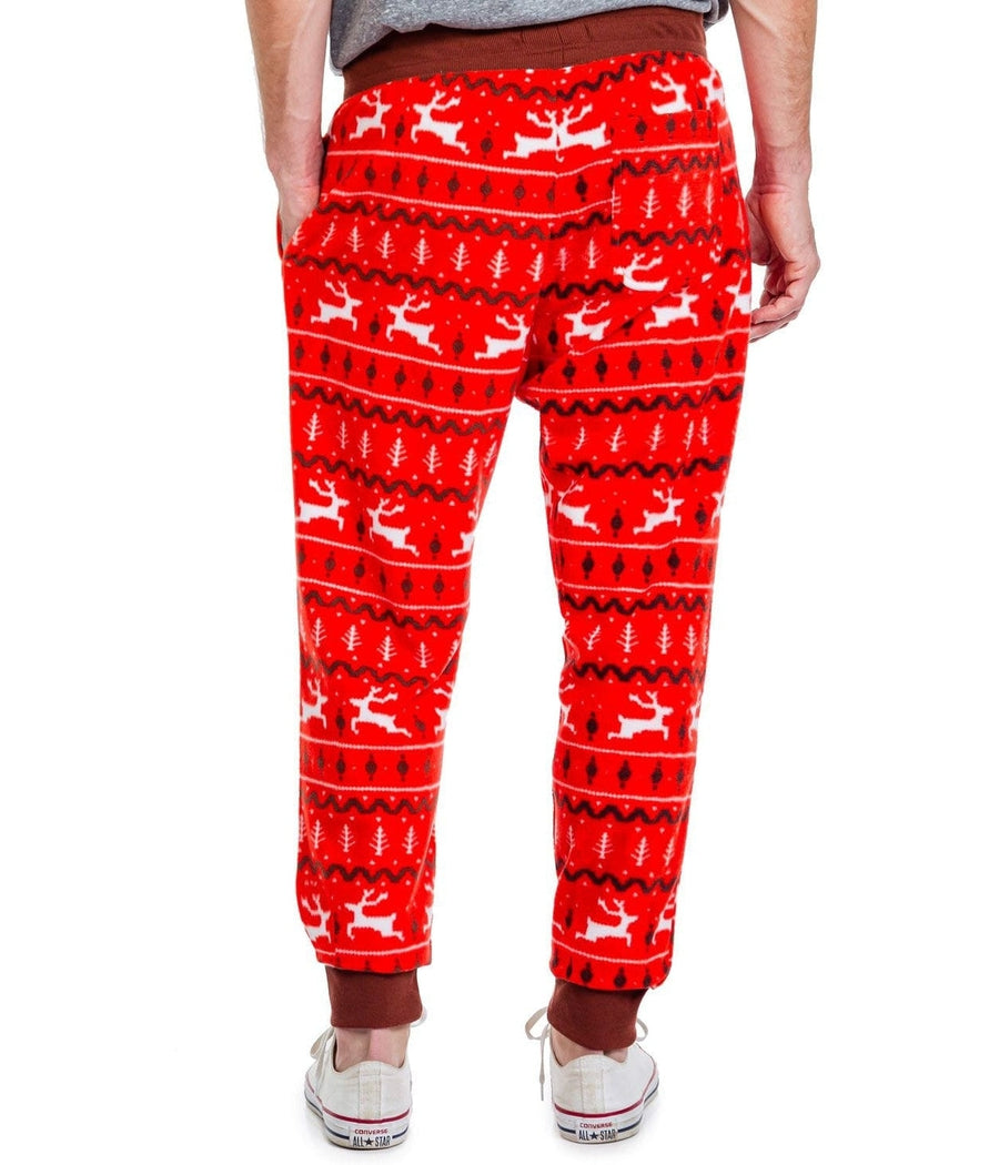 Red Reindeer Joggers Men s Christmas Outfits Tipsy Elves