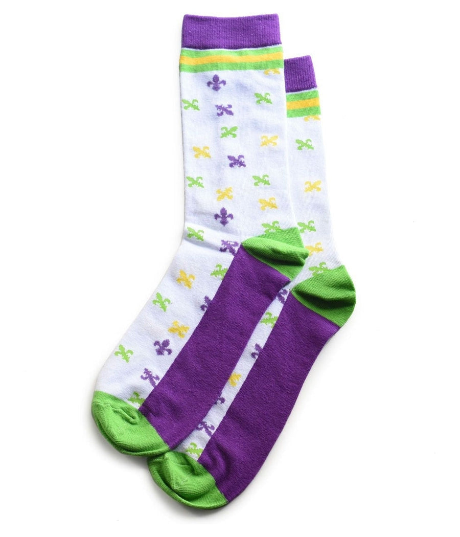 Men's White Fleur De Lis Socks (Fits Sizes 8-11M)