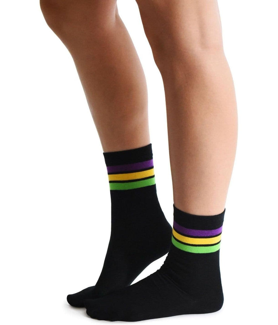 Women's Black Super Krewe Mardi Gras Socks (Fits Sizes 6-11W)