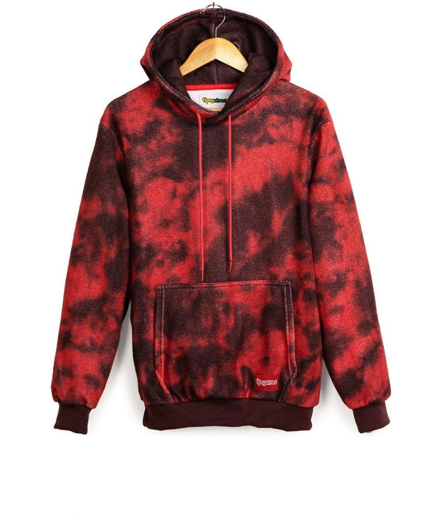 Men's Burgundy Blotted Fleece Hoodie Image 2