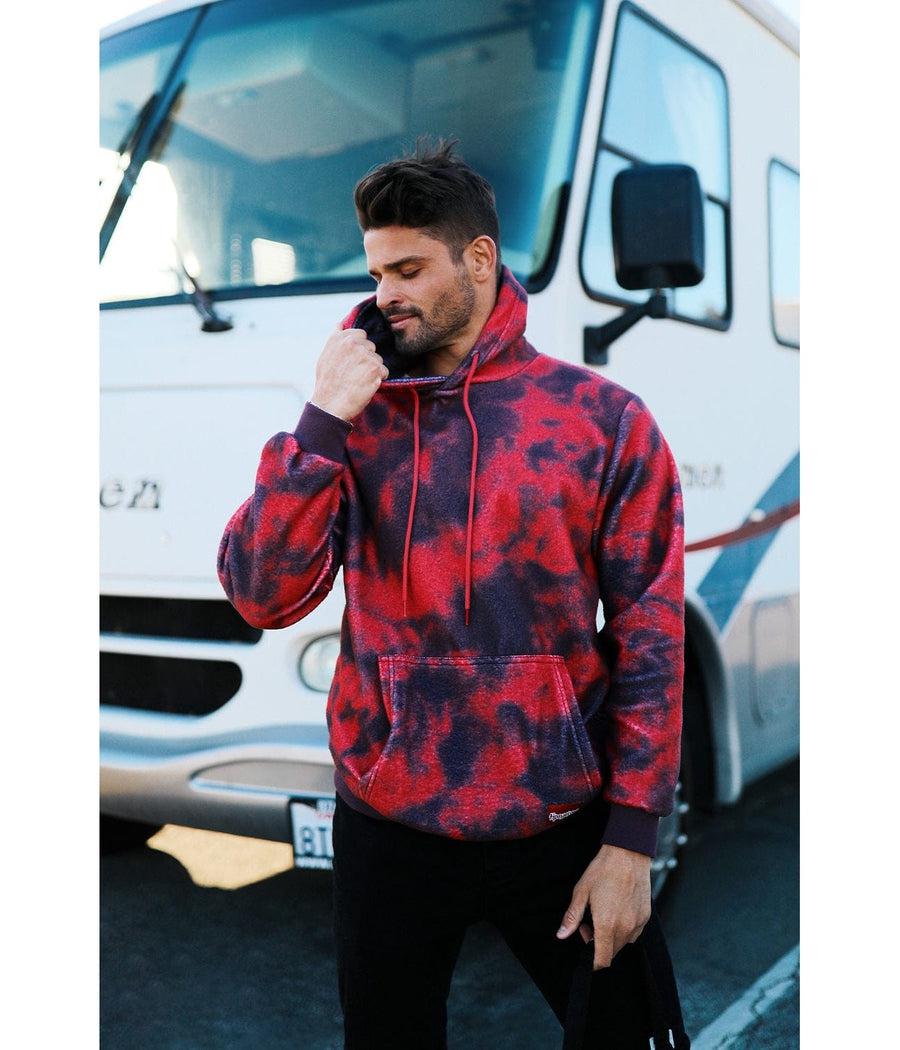 Men's Burgundy Blotted Fleece Hoodie