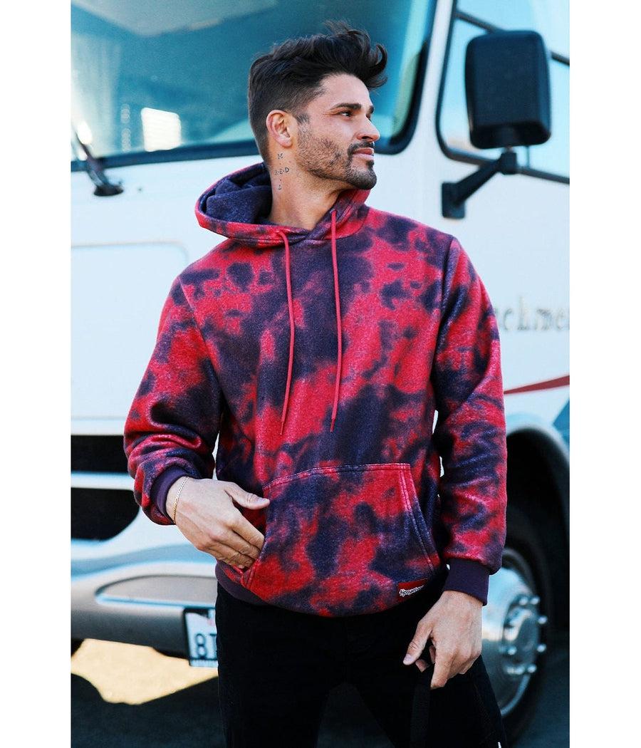 Men's Burgundy Blotted Fleece Hoodie