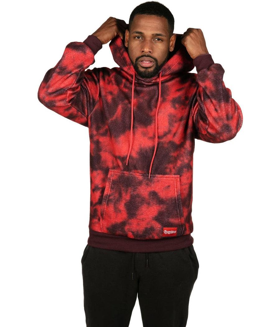 Men's Burgundy Blotted Fleece Hoodie