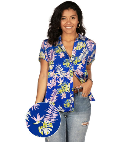 xiuh shirts for women women's funky hawaiian shirt blouse frontpocket  leaves flowers palm print top oversized t shirts for women blue xl 