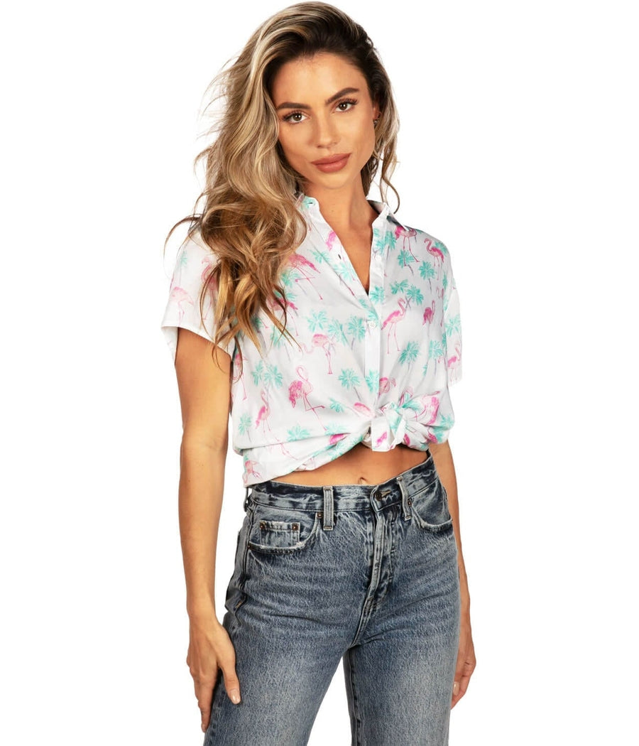 Women's Single & Ready to Flamingle Hawaiian Shirt Image 2