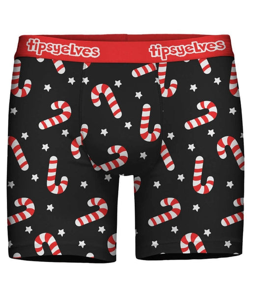 Green Christmas Men's Trunks, Red Candy Cane Print Premium Boxer