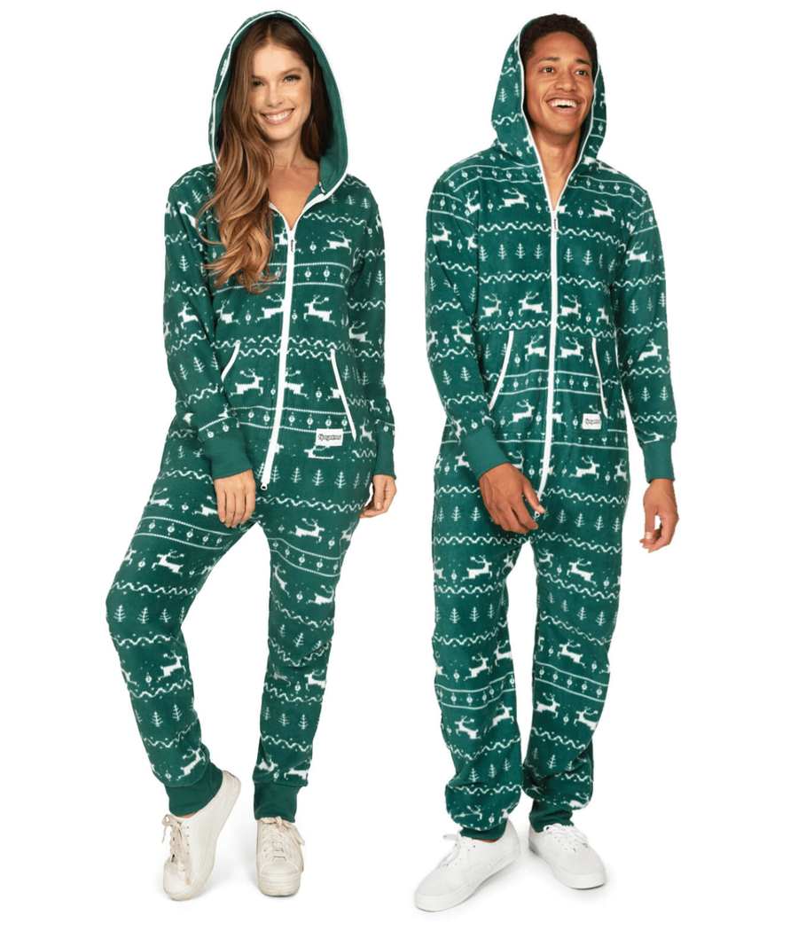 Matching Green Fair Isle Couples Jumpsuits | Tipsy Elves