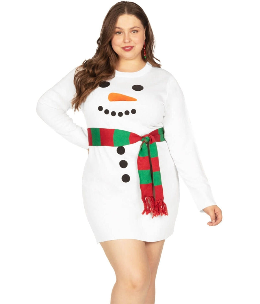 CTEEGC Womens Plus Size Christmas Dress Funny Long Sleeve Fuzzy V