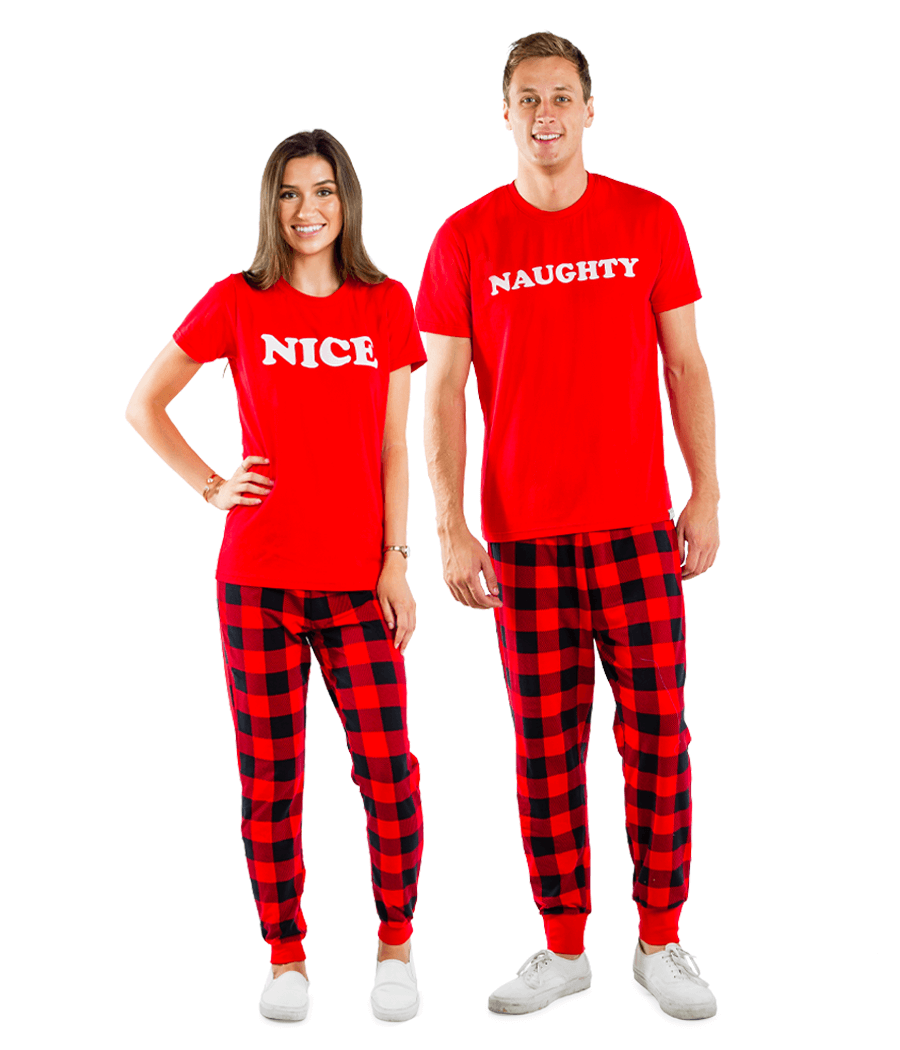 Naughty Nice Couples Pajamas Tipsy Elves