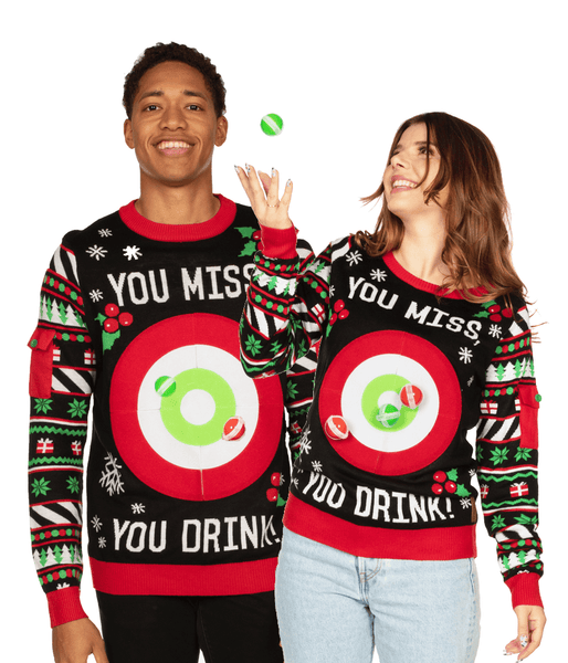 Matching Drinking Game Couples Ugly Christmas Sweater | Tipsy Elves