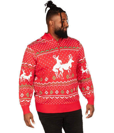 Mens Reindeer Deer Light Up Ugly Christmas Sweater Party S L XL Flashing  NEW