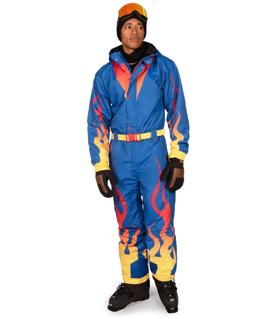 Men s Bring The Heat Ski Suit Epic Winter Snow Suit High Strength Durable Material Blue Tipsy Elves