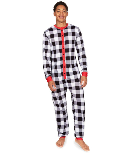 Men's buffalo plaid online onesie pajamas