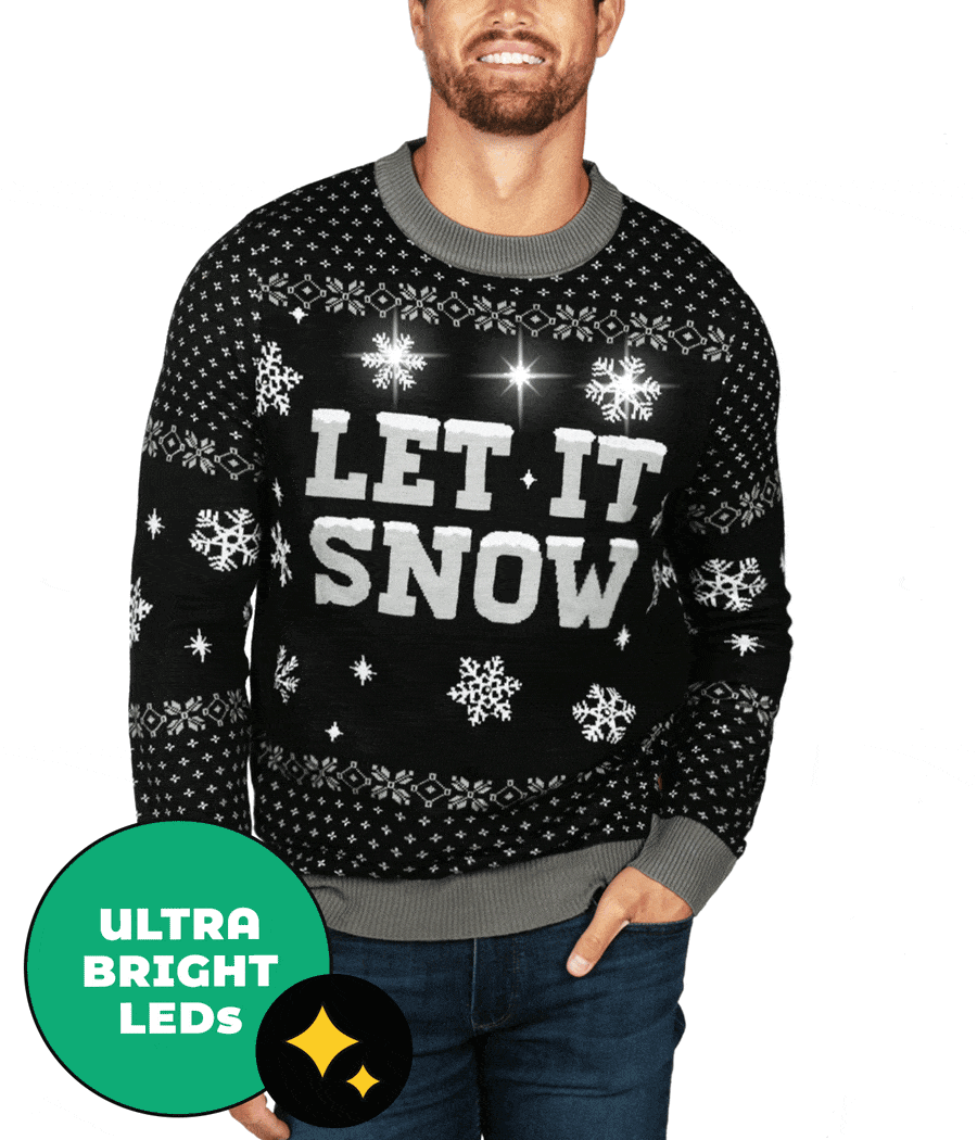 Let it Snow Light Up Ugly Christmas Sweater: Men's Christmas Outfits ...