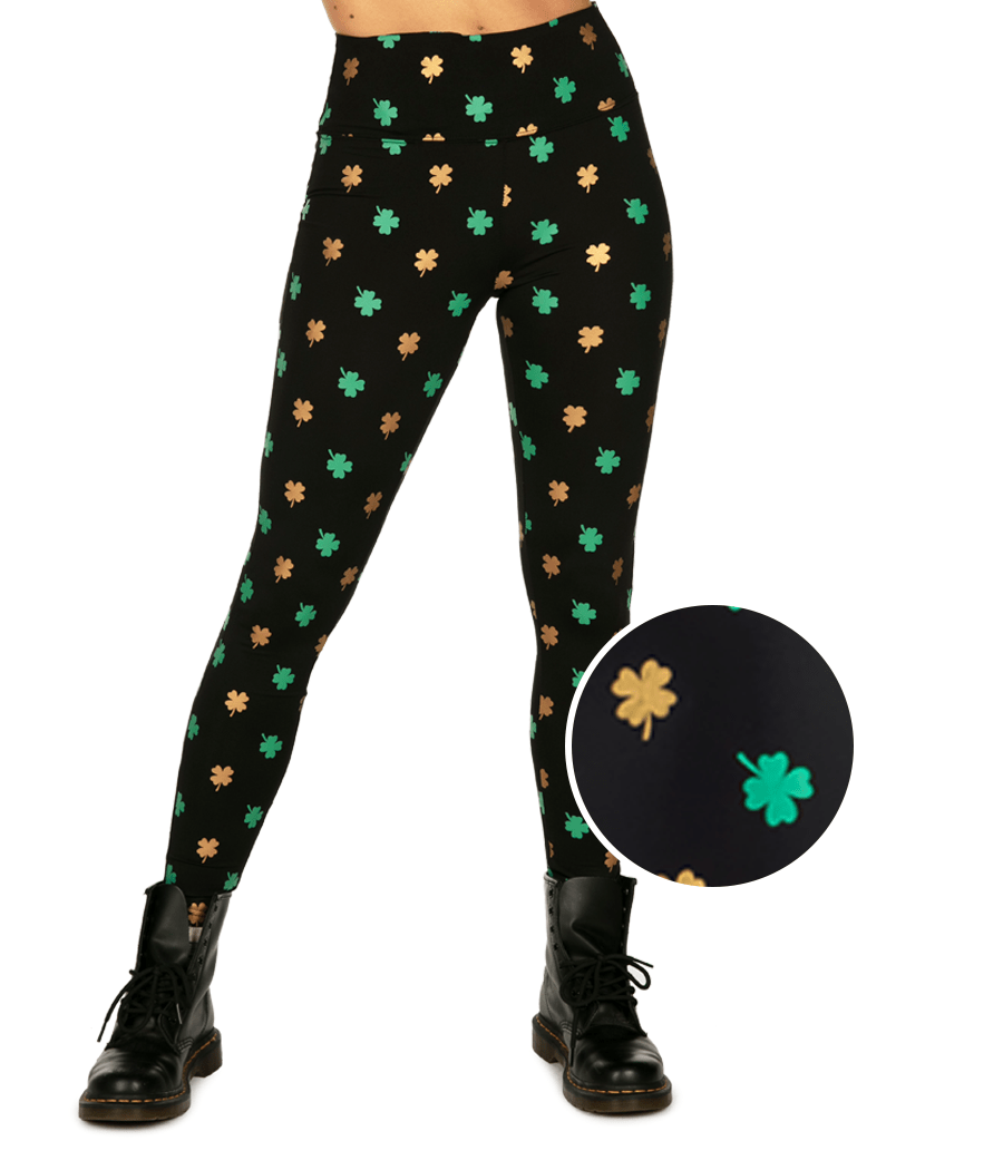Gold Foil Clover High Waisted Leggings: Women's St. Paddy's Outfits ...