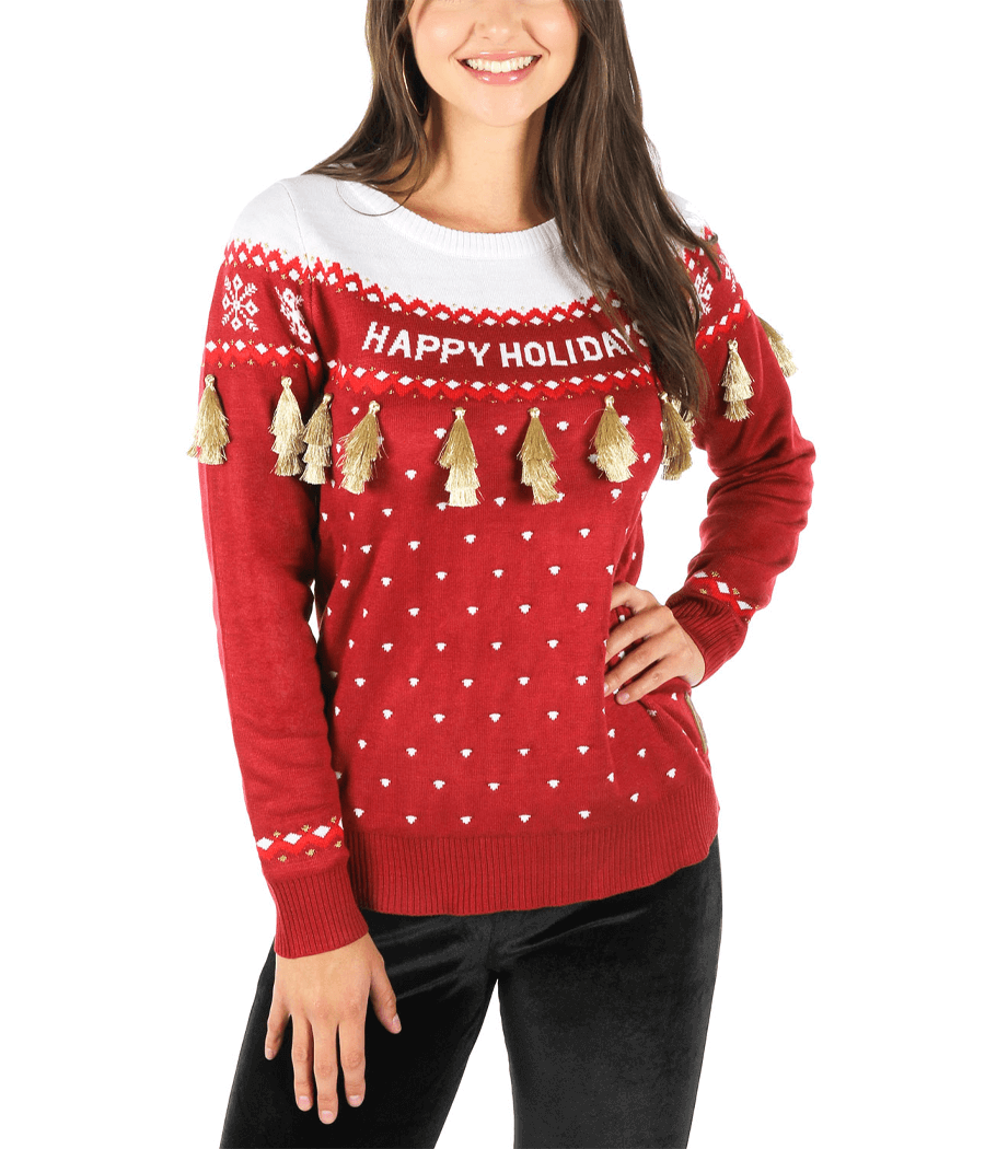Elainilye Fashion Women Sweater Christmas Santa Claus Christmas Print  Round-Neck Long Sleeve Top Sweater Tops,Gray 