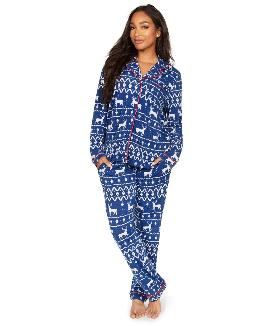 Blue Reindeer Pajama Set: Women's Christmas Outfits | Tipsy Elves