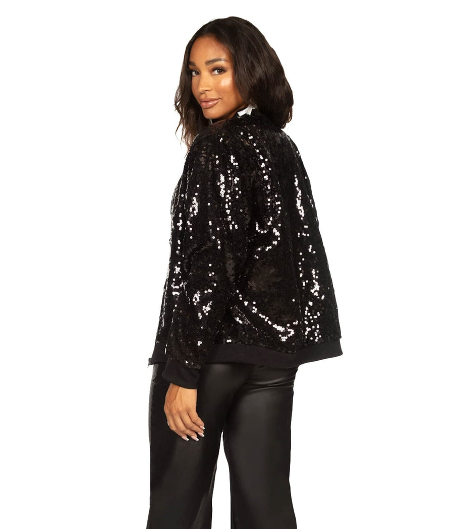 Black glitter bomber outlet jacket