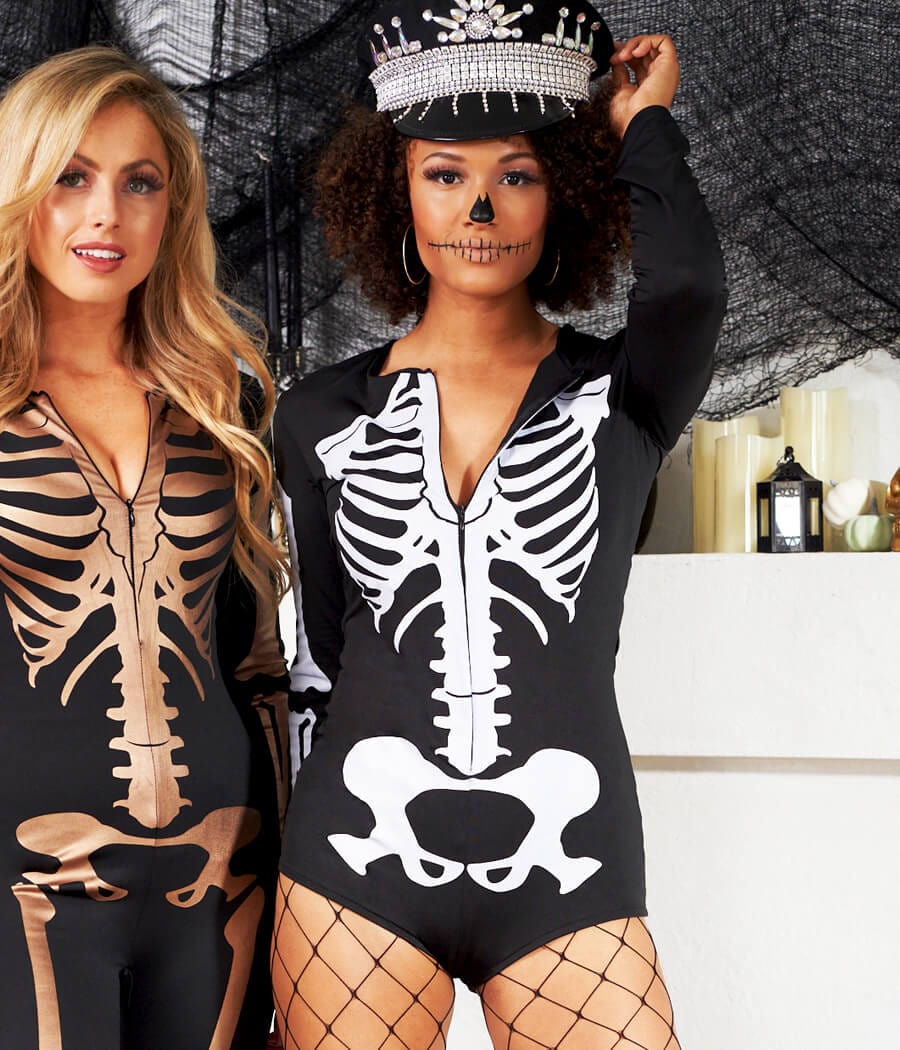 Sleeveless Sexy Skeleton Costume: Women's Halloween Outfits