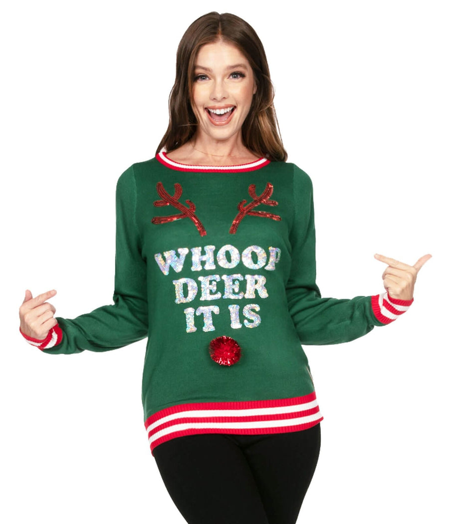 Women's Whoop Deer It Is Ugly Christmas Sweater